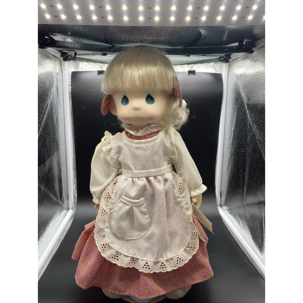 Precious Moments Last Forever Applause Doll Blonde Pink Floral Dress with Stand
